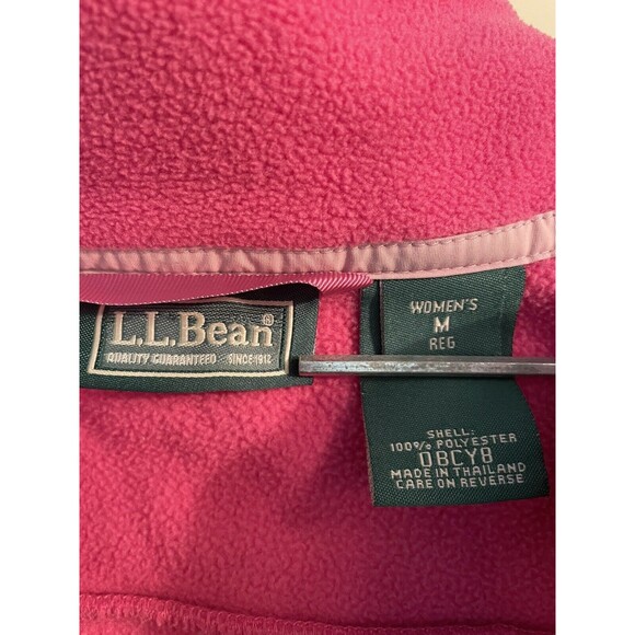 LL Bean Fleece Full Zip Up Funnel Neck Jacket Womens Size M Bright Pink - Picture 5 of 8
